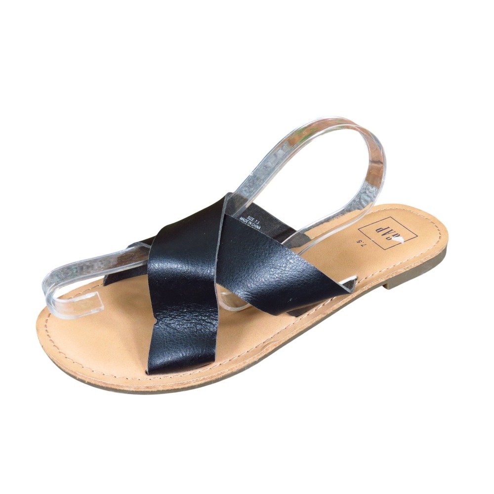 Gap Crisscross Women Slide Sandals Size 7.5 Summer Beach Black Faux Leather